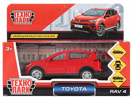 Машина металлическая RAV4-RD TOYOTA RAV4 длина 12 см, двери, багажн, инерц, красный, кор.