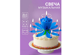 Свеча для торта 2919691 Тульпан синий муз.