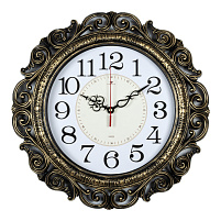 Часы настенные "21 Век" 40*40 4126-002 Классика ажурные черные с золотом круглые