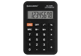 Калькулятор BRAUBERG 272953 карманный DC-210N (63х98 мм), 8 разрядов, черный
