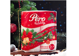 Полотенце бумажное Pero Holidays 2-сл.2шт.белое 8127