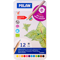 Карандаши цветные 12цв. Milan 80057 "213" заточен., утолщенный грифель, метал. пенал