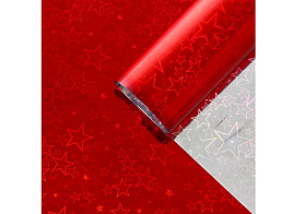 Бумага голографическая 128607 Звезды красная 70*1м