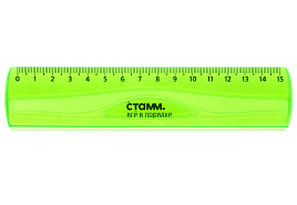 Линейка 15см. ЛН-31359 пластиковая, гибкая, прозрачная, зеленая, европодвес
