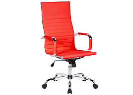 Кресло Helmi HL-E17 "Slim", экокожа красная, хром