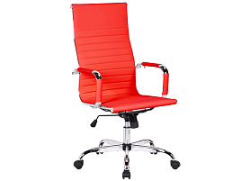 Кресло Helmi HL-E17 "Slim", экокожа красная, хром