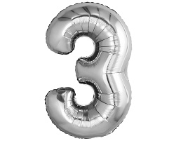 Шар надувной цифра 3 серебро аг759295 81см