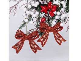 Подвеска пластик Сказочные бантики красный набор 2шт 9*11см 201-2258