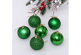 Набор шаров 6см 201-1728 Микс фактур зеленый 6шт