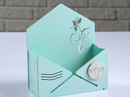 Коробка 5241931 Конверт Летний Сад мята деревянная