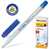 Ручка Brauberg 141476 масляная "Olive pen", СИНЯЯ, корпус прозрачный, 0,7 мм, линия 0,35 мм