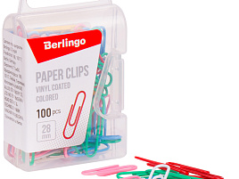Скрепки Berlingo 28мм 100шт. DBs_28130 цветные, пласт. упак., европодвес