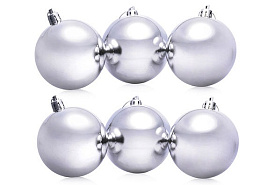 Набор шаров 6см S0723 С Новым Годом! Серебро 6шт