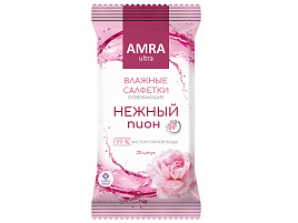 Влажные салфетки AMRA 20шт Освежающие Пион