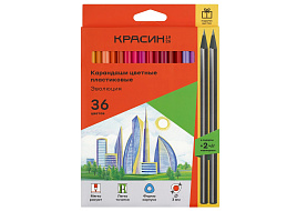 Карандаши цветные 36цв. Красин КР-360500 пластиковые "Эволюция", 36цв.+2 ч/г HB, заточен., картон, европодвес