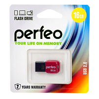 Флеш-драйв Perfeo USB 16Gb M02 B016 mini черный/красный