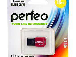 Флеш-драйв Perfeo USB 16Gb M02 B016 mini черный/красный