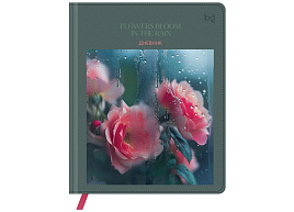 Дневник универс. D5h48_64463 "Flowers in the rain", иск. кожа (балакрон), печать, ляссе