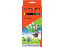 Карандаши цветные 12цв. Красин КР-120400 "Поле чудес", трехгр., заточен., картон, европодвес