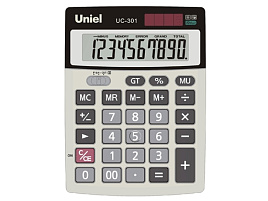 Калькулятор Uniel настольный UС-301 10 разрядов, двойное питание, 138х103х32