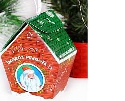 Коробка для конфет ПП-5243 Домик зеленый (с кормушкой для птичек) 300гр