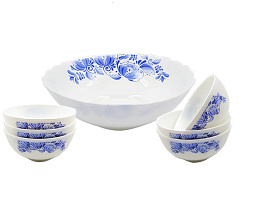 Набор салатников керамика 7пр YF-17036 Лазурный узор 6025