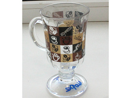 Кружка стекло 250мл 1405 Кофе на ножке