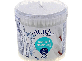 Ватные палочки Aura 200шт стакан