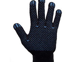 Перчатки х/б ПВХ 4-х нитк 10кл.черные точка