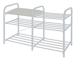 Этажерка для обуви 3 секции с сиденьем ЭТЛ3-1/МС светло-серая 6969