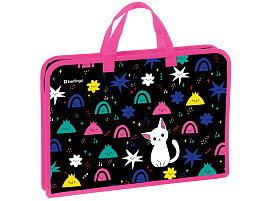 Папка для тетрадей А4 Berlingo BR-PT-A44006 с ручками 1 отделение, "Funny colors", 340*245*40мм, пластик, на молнии