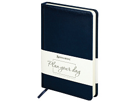 Ежедневник А5 BRAUBERG 123413 недат. "Imperial", под глад.кожу, 160л., т.синий, крем.блок