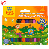 Мелки пластиковые двусторон. Мульти-Пульти РС_20135 "Приключения Енота" 12цв., трехгранные, картон