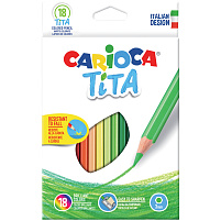 Карандаши цветные 18цв. Carioca 42827 пластиковые "Tita", заточен., картон, европодвес