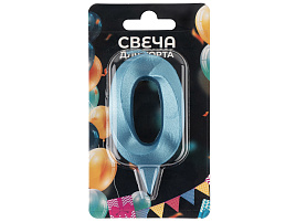 Свеча-цифра "0" Грани синяя бирюза 1910