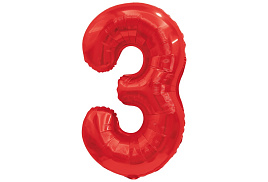 Шар надувной Цифра 3 красный 32/81см 359-755