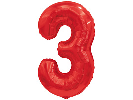 Шар надувной Цифра 3 красный 32/81см 359-755