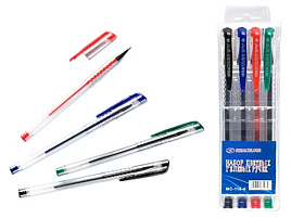 Набор гел. ручек 4цв. МС-118-4 прозрачный корпус,колпачок цветной,упаковка с европодвесом, 4 цвета