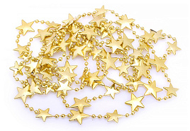 Бусы новогодние S0976-1 Звезды золото 2,7м