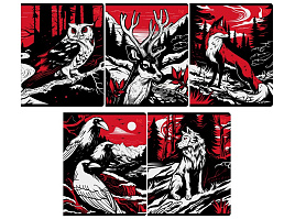 Тетрадь 48л.  Т5ск48_лс_вл 08523 "Эксклюзив. Хищники", soft-touch ламинация, выб.лак, с форзацем, 70г/м2