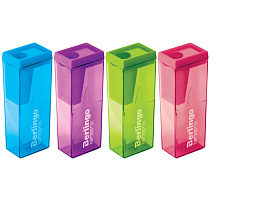 Точилка Berlingo 15008 пластиковая "NeonBox", 1 отверстие, контейнер, ассорти
