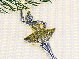 Подвеска пластик Балерина золото 14*5см НУ-5094