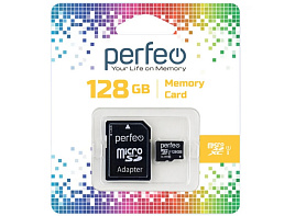 Карта памяти micro SDHC 128GB Perfeo class10+адаптер UHS-1, 6403
