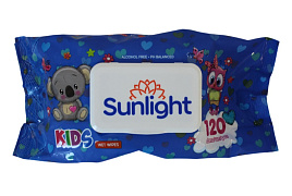 Влажные салфетки Детские 120шт Sunlight Eco с кр.Синий