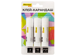 Клей-карандаш 15г. Silwerhof 2013166 Daily ПВП, НАБОР-3шт, блистер