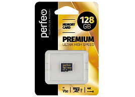 Карта памяти micro SDHC 128GB Perfeo class10+адаптер UHS-3 V30, 8728
