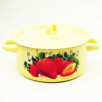 Кастрюля эмаль 2л С1610.П*59 бежевая Клубника садовая Сибирские товары
