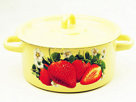 Кастрюля эмаль 2л С1610.П*59 бежевая Клубника садовая Сибирские товары