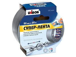 Скотч армированный Unibob 48мм*25м, СУПЕР, серая, инд. упаковка, 44265