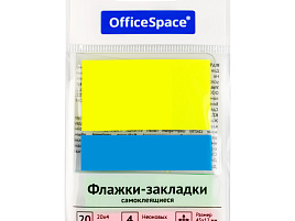 Закладки самоклеящиеся OfficeSpace PM_54071 45*12мм, 3цв.,+ 45*25мм* 1цв., по 20л., неоновые цвета, европодвес